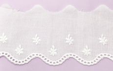 White Scalloped Edge Swiss Edging, 1.7" wide, by the yard
